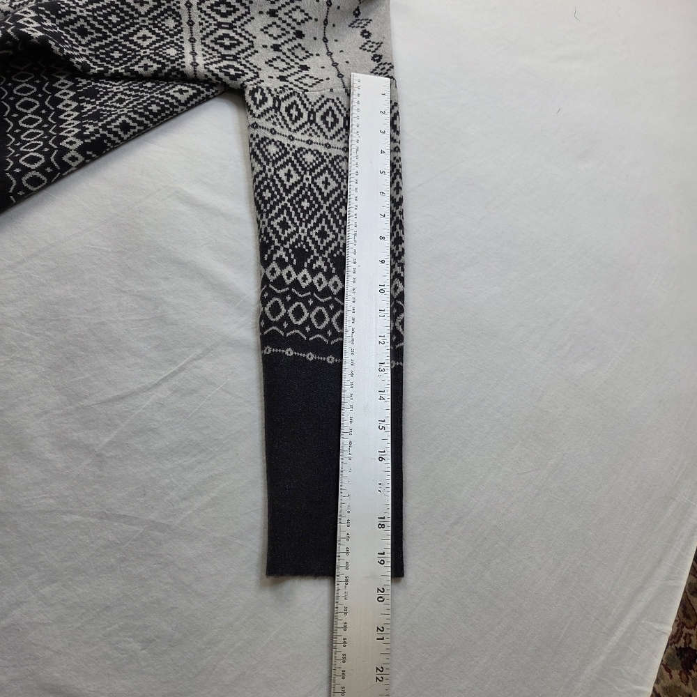 Joie Gray Black Fair Isle Sweater M Mock Neck Stretchy Knit Pullover - Picture 11 of 12